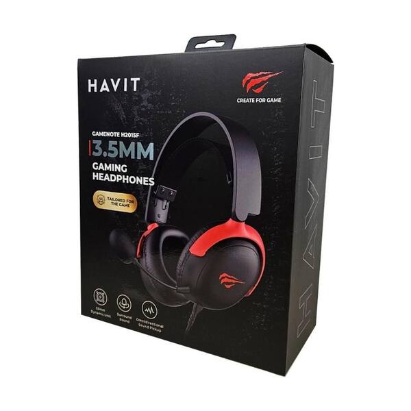 Kufje gaming HAVIT H2015F, USB, të zeza/kuqe
