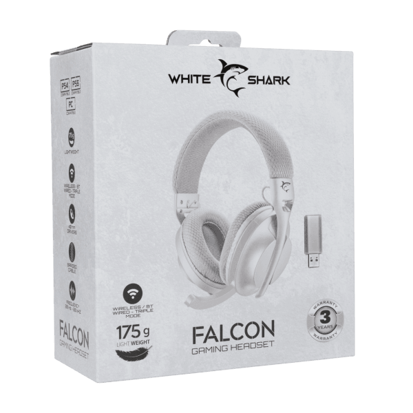 f Kufje gaming White Shark, Wireless GH-2441, Falcon, të bardha