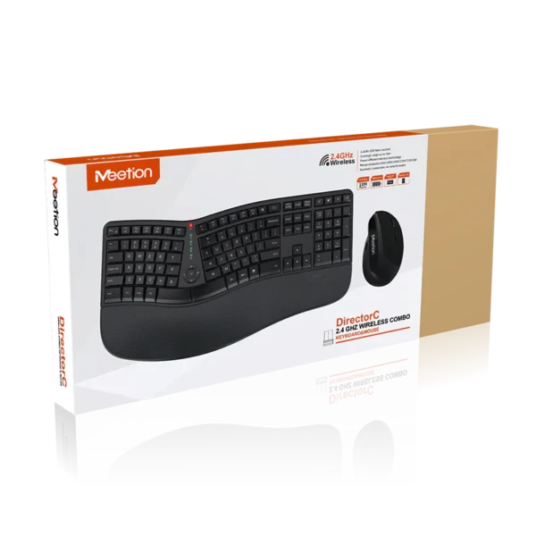 Tastierë Meetion Director, Wireless, Ergonomic, e zezë
