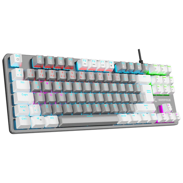 2 Tastierë Gaming Rampage SNUG K14 TKL RGB – Red Switches, e bardhë/hiri