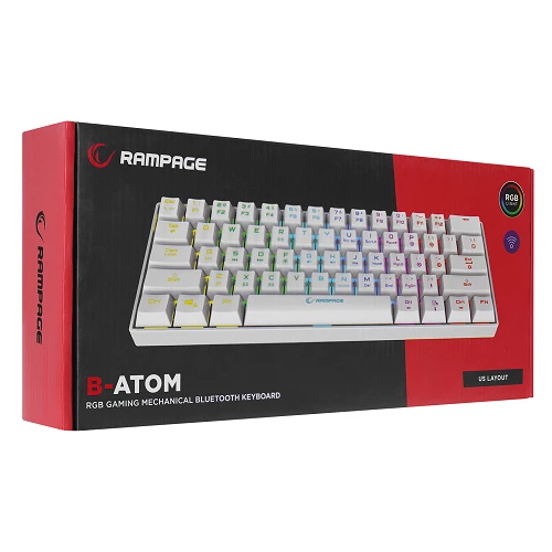 Tastierë Gaming Rampage B-Atom (60%) Wireless – Brown Switches, e bardhë
