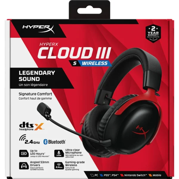 h3 Kufje Hyperx Cloud III Wireless, të zeza/kuqe