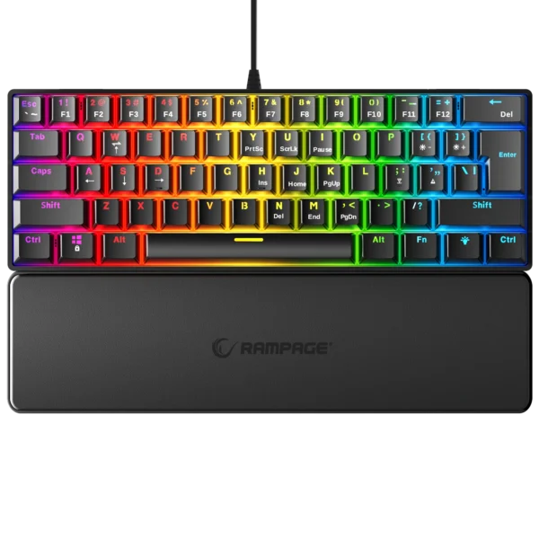 p1 Tastierë Gaming Rampage Plower K60 – Blue Switches, e zezë