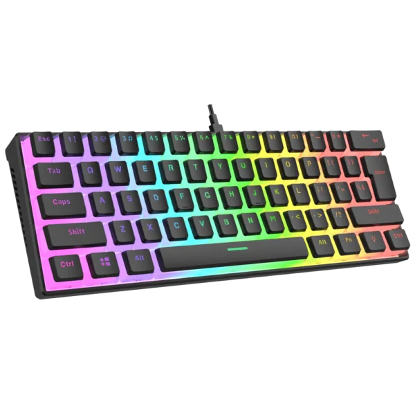 ra Tastierë Gaming Rampage RADIANT K11 RGB – Red Switches (60%), USB, e zezë