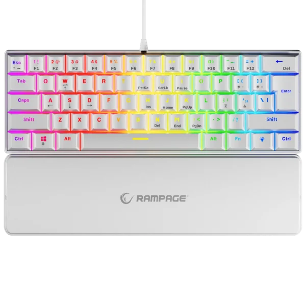wh1 Tastierë Gaming Rampage Plower K60 – Blue Switches, e bardhë