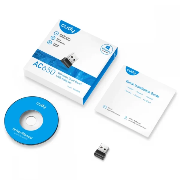 wu2 Adapter Rrjeti Cudy Wi-Fi Dual Band USB Adapter 650Mbps (WU650)