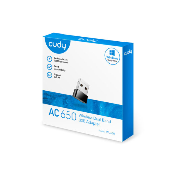 wu3 Adapter Rrjeti Cudy Wi-Fi Dual Band USB Adapter 650Mbps (WU650)