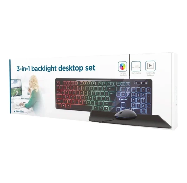 Set tastiere Gembird 3-në-1 (tastierë + maus + mouse pad) (KBS-UML-01)