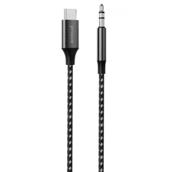 Kabllo AUX Proove SoundMesh Type-C to 3.5mm (1m), e zezë