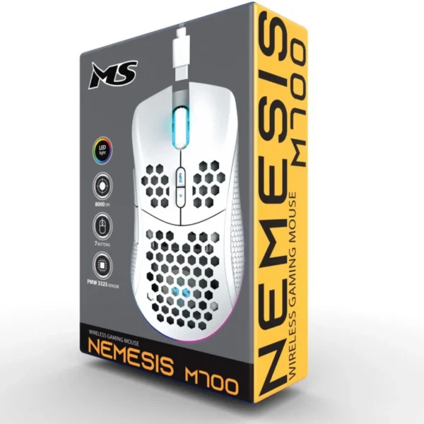Maus Gaming MS NEMESIS M700, Wireless, RGB, i bardhë