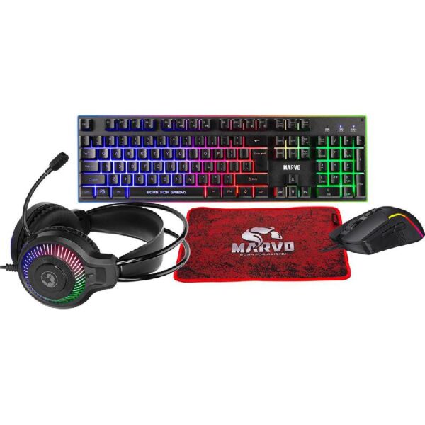 Set Gaming Tastierë + Maus + Headset + Mousepad, Marvo CM416 EN (4in1)