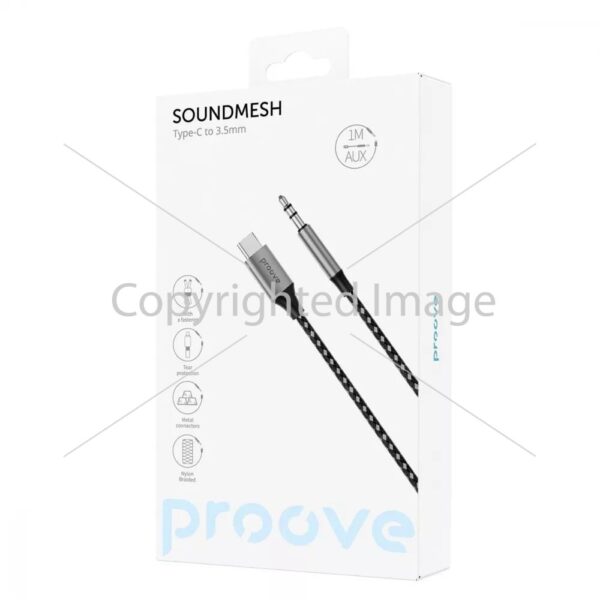 aaaux Kabllo AUX Proove SoundMesh Type-C to 3.5mm (1m), e zezë