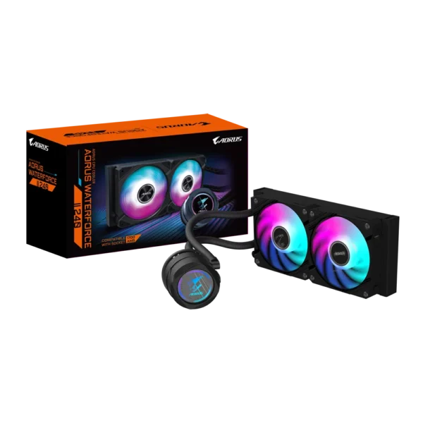 Ftohës CPU me ujë AIO - Gigabyte AORUS WATERFORCE II 240 - radiator 240mm, ARGB, ekran LCD