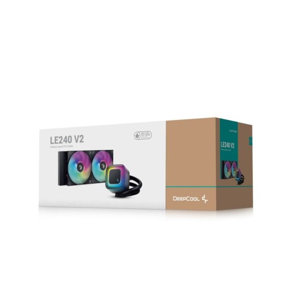 Ftohës CPU me ujë AIO - DeepCool - 240mm, 2x ventilatorë RGB 120mm, i zi
