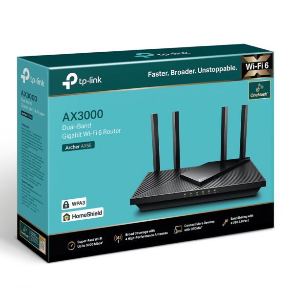 Router, TP-Link - Wireless, AX3000 Wi-Fi 6 Dual Band Gigabit