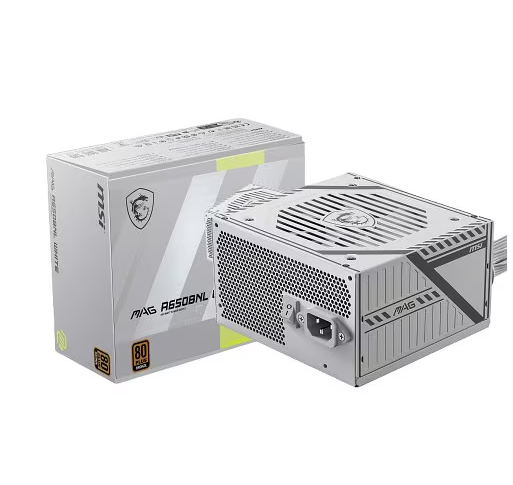 Ac1f4d2dc8d654514a10e130886885440O.png Burim energjie, MSI MAG A650BNL- White, 650W 80+ Bronze, Non-Modular