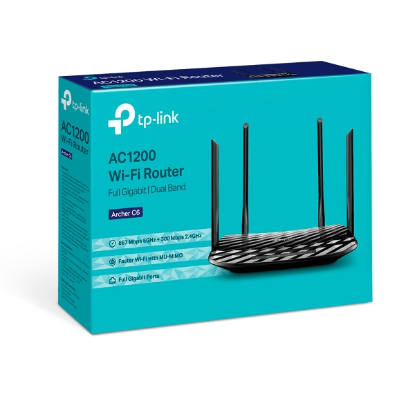 Router TP-Link Archer C6 Wireless, AC1200 Gigabit MU-MIMO Wi-Fi 5