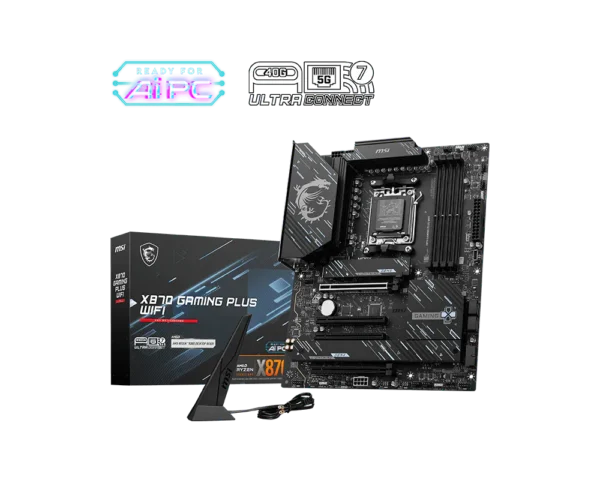 product_17321544284022eaa35cc5dba600b6c84ce7bd09ff.webp Pllakë amë, MSI X870E GAMING PLUS WIFI - AMD AM5, DDR5