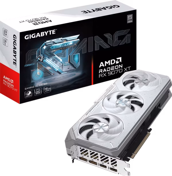 Kartelë Grafike GIGABYTE Radeon RX 9070 XT GAMING OC, 16G, GDDR6, e bardhë, RGB