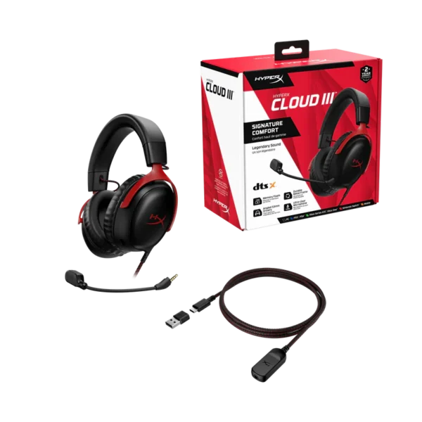 121 Kufje Hyperx Cloud III, të zeza/kuqe