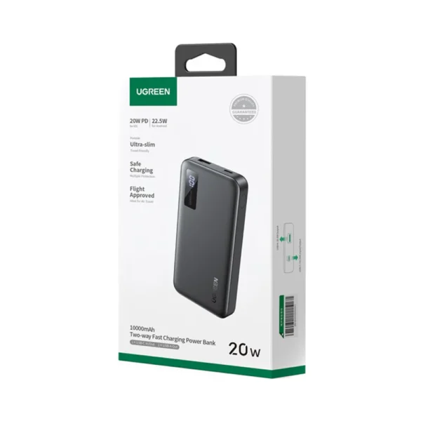 UGREEN Power Bank 10000mAh me Karikim të Shpejtë Dy-Drejtimësh – E Zezë