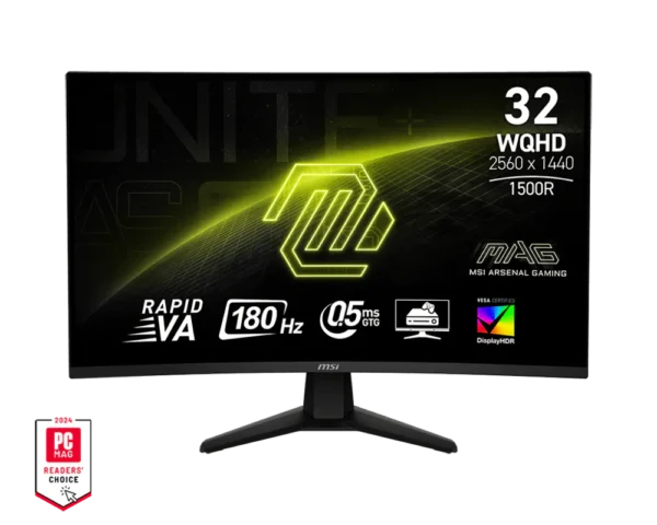 product_17201649518d7c2122d6226f2b553de58b7f24a3e5.webp Monitor MSI 180Hz, 31.5", MAG 32CQ6F, QHD, Curved Rapid VA, Gaming