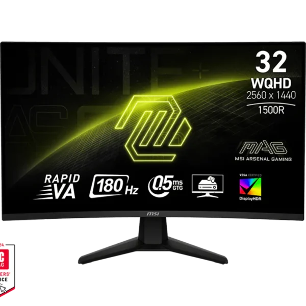 Monitor MSI 180Hz, 31.5", MAG 32CQ6F, QHD, Curved Rapid VA, Gaming