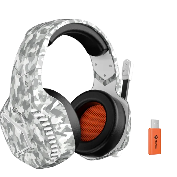 Kufje Gaming Meetion BTH014 me kabllo, 2.4G dhe Bluetooth, të bardha